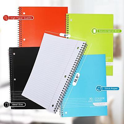 Left-Handed 3 Subject Spiral Notebooks Plain Color, Set of 4, Black & Blue