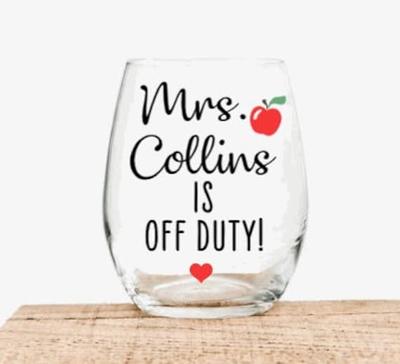 Teacher Off Duty, Engraved Wine Tumbler