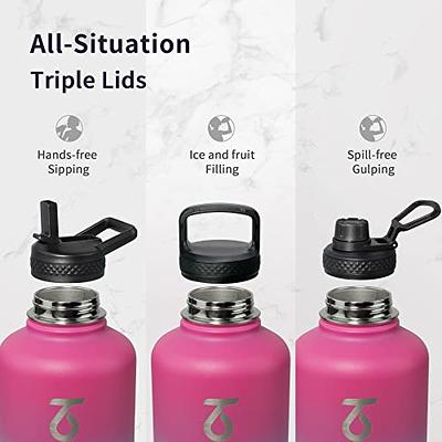 Farsea Insulated Water Bottle with Straw Lid & Spout Lid & Paracord Handle,  Stainless Steel Water Bottle Wide Mouth, Double Wall Sweat-Proof BPA-Free