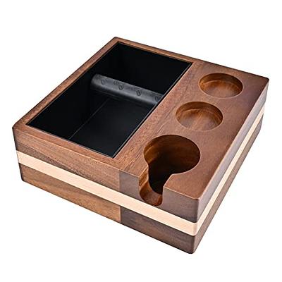 Walnut Coffee Knock Box With Espresso Tamping Station Espresso