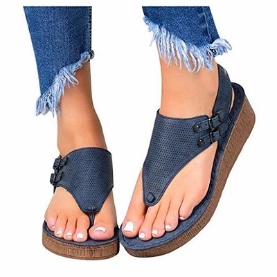 Sandals Women Dressy Summer Flat,Women's Flat Sandals Beach Sandal T-Strap  Rhinestone Beaded Flower Bohemia Sandals Comfortable Fashion Crystal