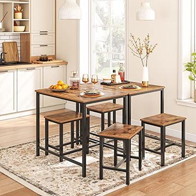 VASAGLE Dining Table Set Bar Table with 2 Dining Benches Kitchen Table  Counter with Chairs Industrial for Kitchen Breakfast Table Living Room  Party