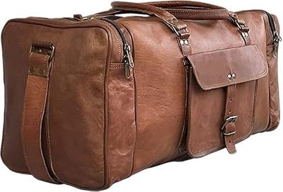 Leather Duffel Bag Travel Gym Sports Overnight Weekend Cabin Holdall by Komalc