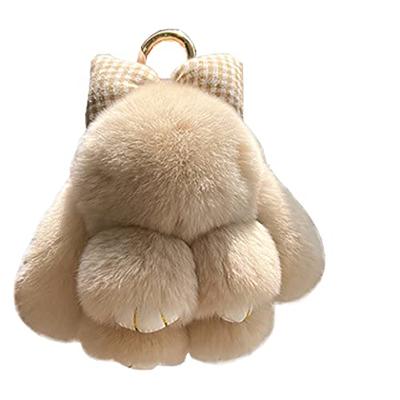 CHMIING Bunny Keychain Soft Cute Rex Rabbit Fur Keychain Car Handbag Keyring  at  Women's Clothing store