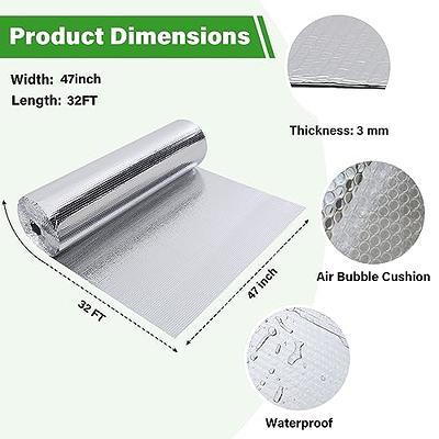 Bubble Reflective Insulation, The Fellie Double Side Reflective Foam Core Aluminium  Foil Insulation Wrap Panel for Windows Insulation, Roofs, Attic, Garage,  Greenhouse, Metal Pipe, 3mm, 47in x 32ft - Yahoo Shopping