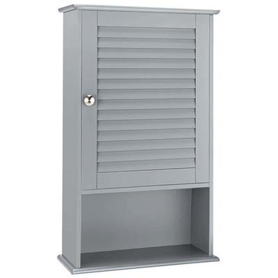 Dracelo 16.5 in. W x 6.5 in. D x 27.5 in. H Grey Wooden Bathroom Wall Cabinet with Adjustable Shelf and Single Door