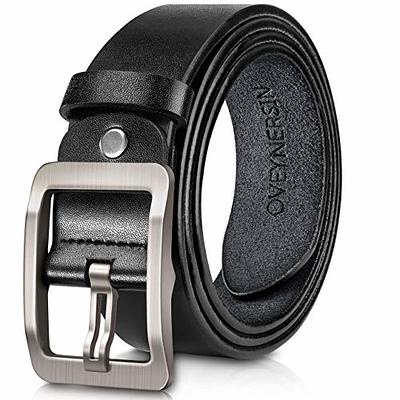 SUNYA Mens Belts Leather, 1.3” Mens Dress Belt with Classic  Single Prong Buckle Design, Mens Belts Casual Fit for Jeans and Pants.  Black : Clothing, Shoes & Jewelry