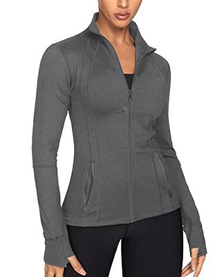 Gym Rainbow Womens Zip Up Workout Jakcets Lightweight Slim Fit Running Athletic Jackets with Thumb Holes