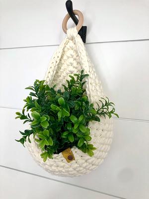 Crochet Hanging Basket, Storage Basket, Farmhouse Basket, Planter