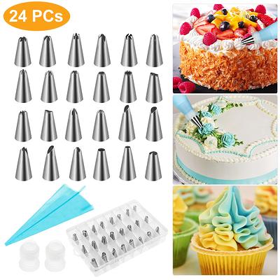31Pcs Piping Bags and Tips Set,2 Reusable Pastry Bags With 24 Stainless  Steel Decorating Icing Tips,3 Smoother & 2 Couplers,Silicone Icing Bags  Tips