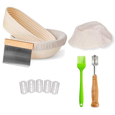  Sourdough Start Kit - Sourdough Bread Baking Supplies 2  Banneton Bread Proofing Basket Bowls, 2 Cloths, Whisk, Bread Lame, Dough  Scraper, 2 Brushes - Sourdough Starter Kit Bread Making & Baking