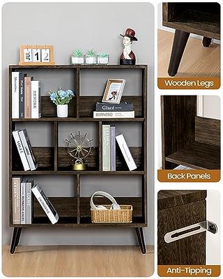 LEYAOYAO 5 Cube Small Bookshelf,3 Tier Mid-Century Modern Bookcase with  Legs,Wood Kids Bookshelves