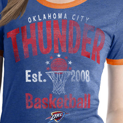 Oklahoma City Thunder Womens NBA Short Sleeve Biblend Jersey V-neck
