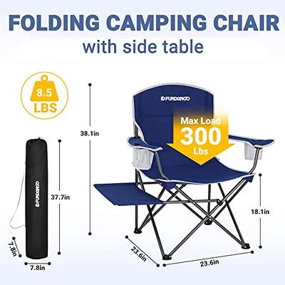 FUNDANGO Folding Padded Camping Arm Chair, Portable Outdoor Full Back Lawn  Chair with Side Table Cup Holder Side Pocket for Garden Camping Picnic BBQ  Concert with Carry Bag, Support 300LBS - Yahoo