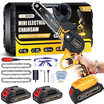 Peektook Mini 6-Inch Electric Cordless Chain saw with 2 Large  Capacity Battery & 2 Chains, Light Weight Battery with Safety Lock and  Strong Motor for Tree Trimming : Patio, Lawn & Garden