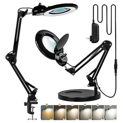 Upgraded Switch】 10X Magnifying Glass with Light, HITTI 2-1 Desk & Clamp  Magnifying Lamp, Infinite Color Stepless Brightness, Hands Free Magnifier  Light and Stand for Craft Jewellery Workbench 