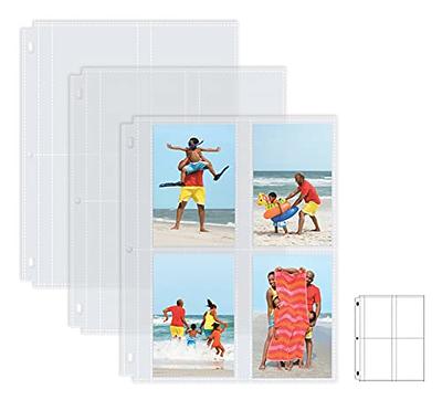 Dunwell 4x4 Photo Album Sleeves - Fits 12x12 3 Ring Album Binder (25 Pack), 12 x 12 Scrapbooking Pages with 9 Square Pockets, Picture Page Refill