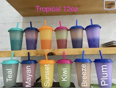 Color Changing Cups with Lids and Straws 12 OZ - Meoky