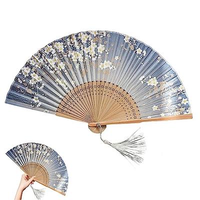 Sepwedd 50pcs White Paper Hand Fan White Bamboo Folding, Handheld Fans Paper Folded Fan for Wedding Party and Home Decoration