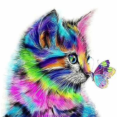 KICHANG Flower Cat Diamond Painting Kits,5D Diamond Painting Kits for  Adults,DIY Diamond Painting Diamond Art,Round Full Drill Diamond Art Kits