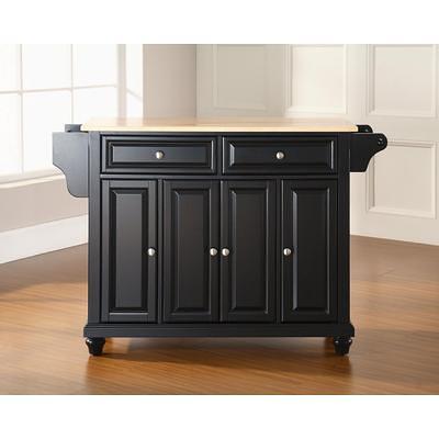 Crosley Oxford Butcher Block Top Kitchen Island in Black