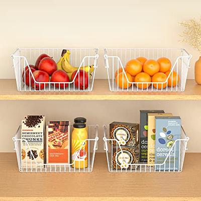 Slideep 14'' Large Stackable Storage Baskets Cabinet Organizer Sturdy Metal  Wire Pantry Freezer Bin for Pantry Home Bathroom Kitchen Organization White  - 4 Pack - Yahoo Shopping