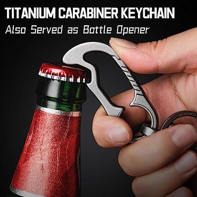 TISUR Titanium Carabiner Keychain Clip+Titanium Key Rings for