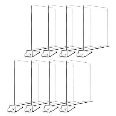 ROUFA 8Pcs Clear Acrylic Shelf Dividers, Adjustable Closet Organizer Fit  for Any Thickness of Shelves, Multi-Purpose Wood Shelf Separators for