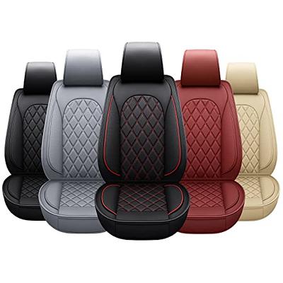 Oasis Auto Car Seat Covers Accessories 2 Piece Front Premium Nappa Leather Cushion Protector Universal Fit for Most Cars SUV Pickup Truck