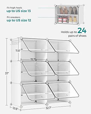 MAGINELS 48 Pair Shoe Rack Organizer Portable Plastic Shelf Cabinet Storage  with Cover,Shoes Rack for Small Spaces for Entryway Room and Closet,White