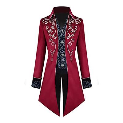 Steampunk Costume Men Vintage Tailcoat Jacket Long Sleeve Floral Gothic  Victorian Uniform Tuxedo Coat Halloween Cosplay Costume Red Silver Floral  XXL - Yahoo Shopping