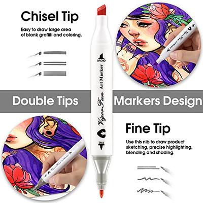 Caliart Alcohol Brush Markers, 51 Colors Dual Tip Artist Brush & Chisel Tip  Sketch Art Alcohol Markers for Kids Adult Halloween Books Painting Drawing