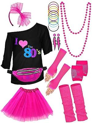  80s Pop Party Womens Costume, Small/Medium, Black/pink : Toys &  Games