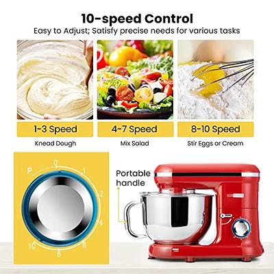 Costway 4.8 QT Stand Mixer 8-speed Electric Food Mixer, Dough Hook Beater  Red