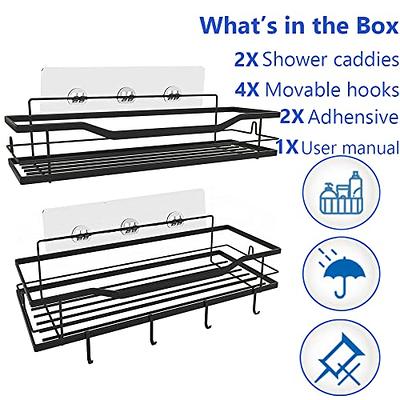 Nieifi Shower Caddy Shelf with Hooks Storage Rack Organizer Adhesive  Stainless Steel without Drilling for Bathroom, Lavatory, Washroom,  Restroom