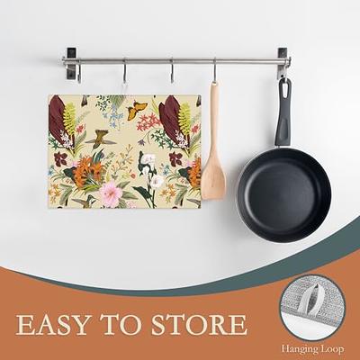 Flower Dish Drying Mat for Kitchen Counter Decor Absorbent Dish