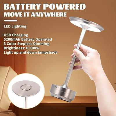 Iluminating Cordless Desk Lamp with Rechargeable Battery-Powered USB Charging Port 3 Levels Brightness Dimmable for Outdoor Modern Hotel Restaurant