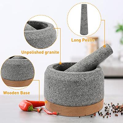 Mortar and Pestle Set with Bamboo Base