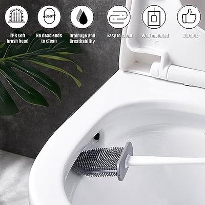 Toilet Bowl Brush Holder Set: Bathroom Deep Cleaning Toilet Cleaner Scrubber  Under Rim with Curved Bristle for Dead Corner Clean - Hidden Modern Rv  Toilet Decorative Accessories with Caddy - White A-white