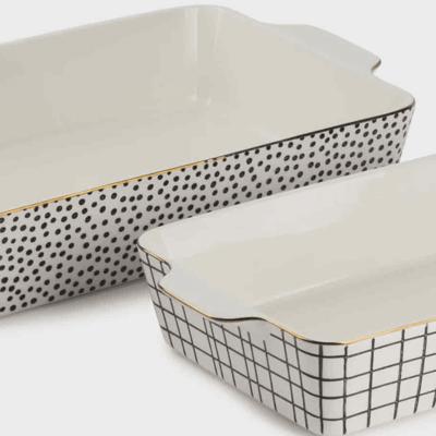 Thyme & Table Stoneware Rectangular Baker, Baking Dish, Black & White Dot,  2-Piece Set - Yahoo Shopping