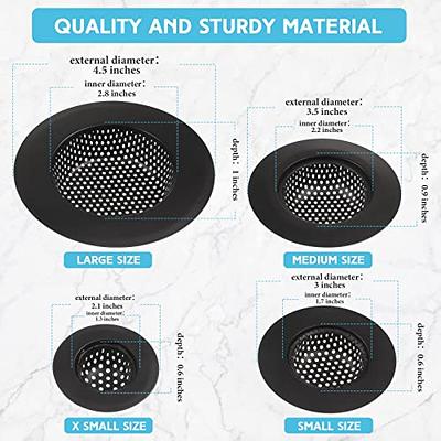 Drain Hair Catcher, 4 Pack, Shower Drain Cover for Bathtub, Kitchen Sink  Strainer, Stainless Steel Bathroom Sink, Different Sizes from 2.1 to 4.5