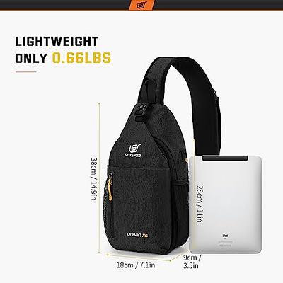 SEAFEW Small Black Sling Crossbody Backpack Shoulder Bag for Men Women, Lightweight One Strap Backpack Sling Bag Backpack for Hiking Walking Biking