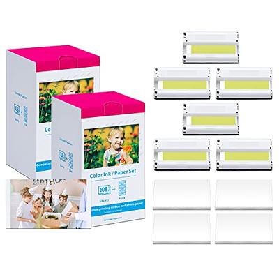  2-Pack Compatible Ink Cartridges Replacement for Canon Selphy  KP-108IN KP-36IN Color Ink Cassette 4 x 6, for Selphy CP1500 CP1300 CP1200  CP1000 CP Photo Printers, 100 x 148mm (Without Paper) 