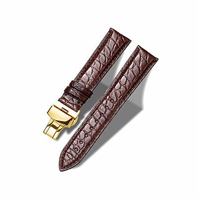 BINLUN Leather Watch Band Genuine Calfskin Replacement Watch Strap Quick Release Crocodile Pattern 10 Colors 13 Sizes for Men Women(12mm,14mm,16mm