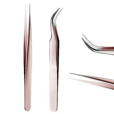 Tweezers Eyelash Extension Tweezers Set Stainless Steel Straight and Curved  Tip Tweezers for Nail Art Sticker, Eyelash Extensions, Craft, Jewelry Pack  of 6 