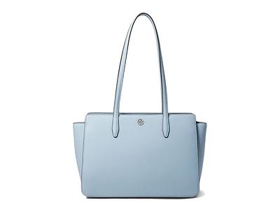 Tory Burch Robinson Pebbled Small Tote (Blue Mist) Handbags - Yahoo Shopping