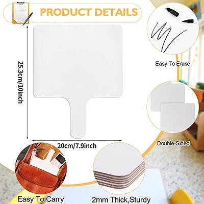 Seajan 100 Pcs Auction Paddles Dry Erase Paddles First Day of School White  Boards Doubled Sided Handheld Classroom Paddle Fan Blanks Boards