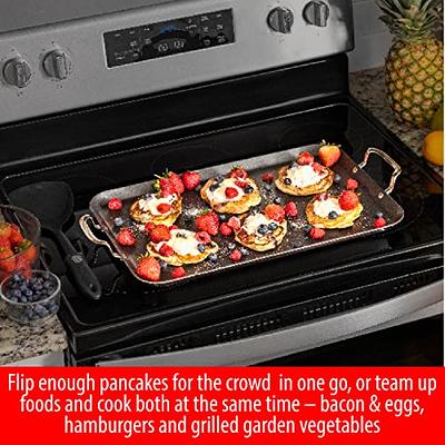 Chef's Secret Stovetop Griddle Pan - Stainless Steel Nonstick Griddle Pan  for Stove Top - Double Burner Griddle