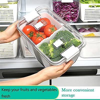 4-Pack Fruit Storage Containers for Fridge with Removable Colanders, 4 in 1  Produce Storage Containers with Lid for Salad Berry Lettuce Vegetables