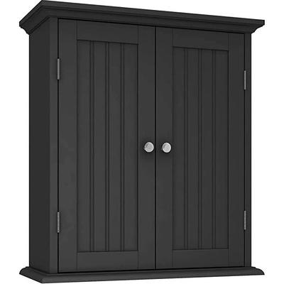 IWELL Black Bathroom Wall Cabinet with 1 Adjustable Shelf & Double